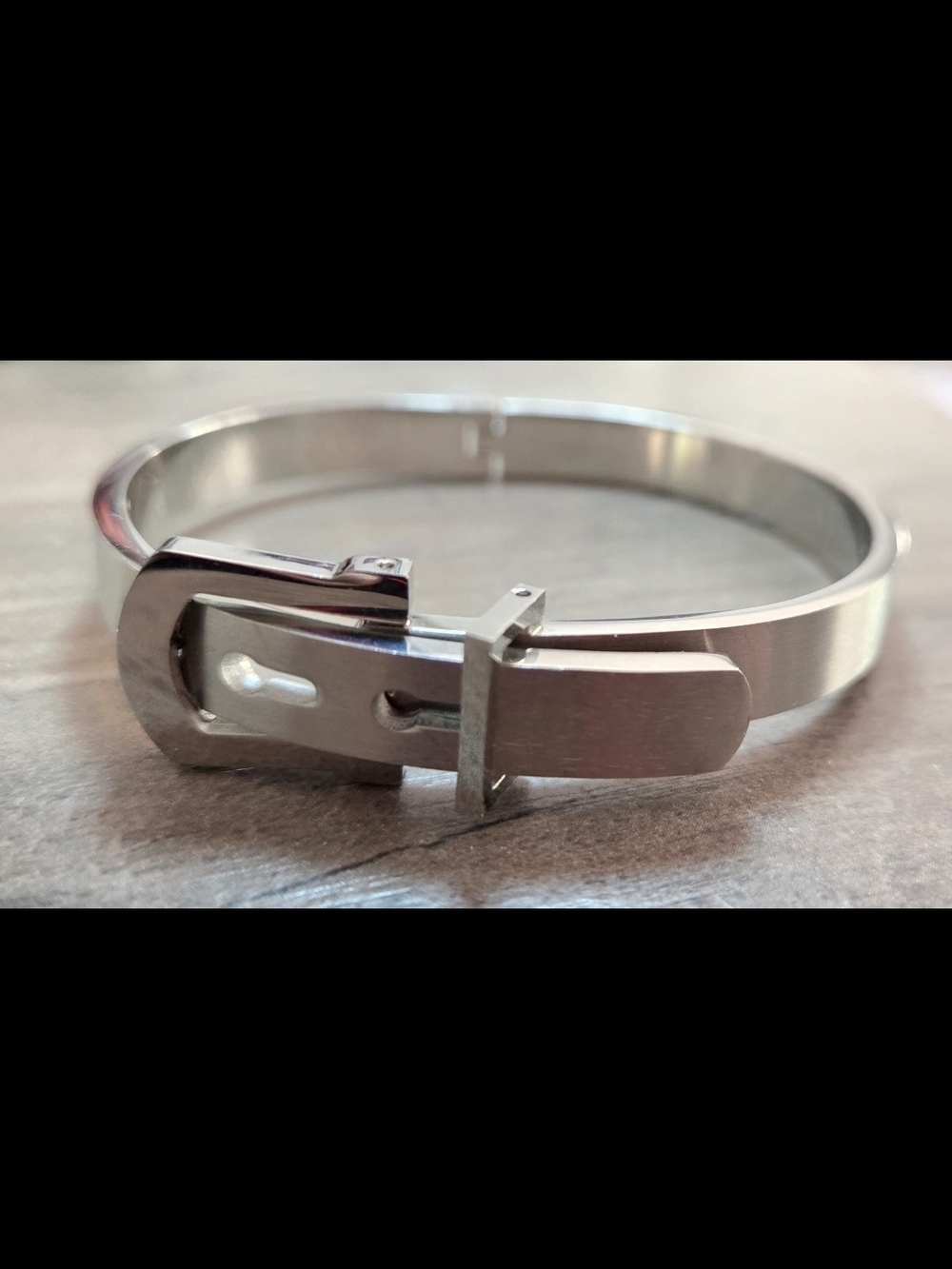 Stainless Steel Women's Buckle Bangle Bracelet